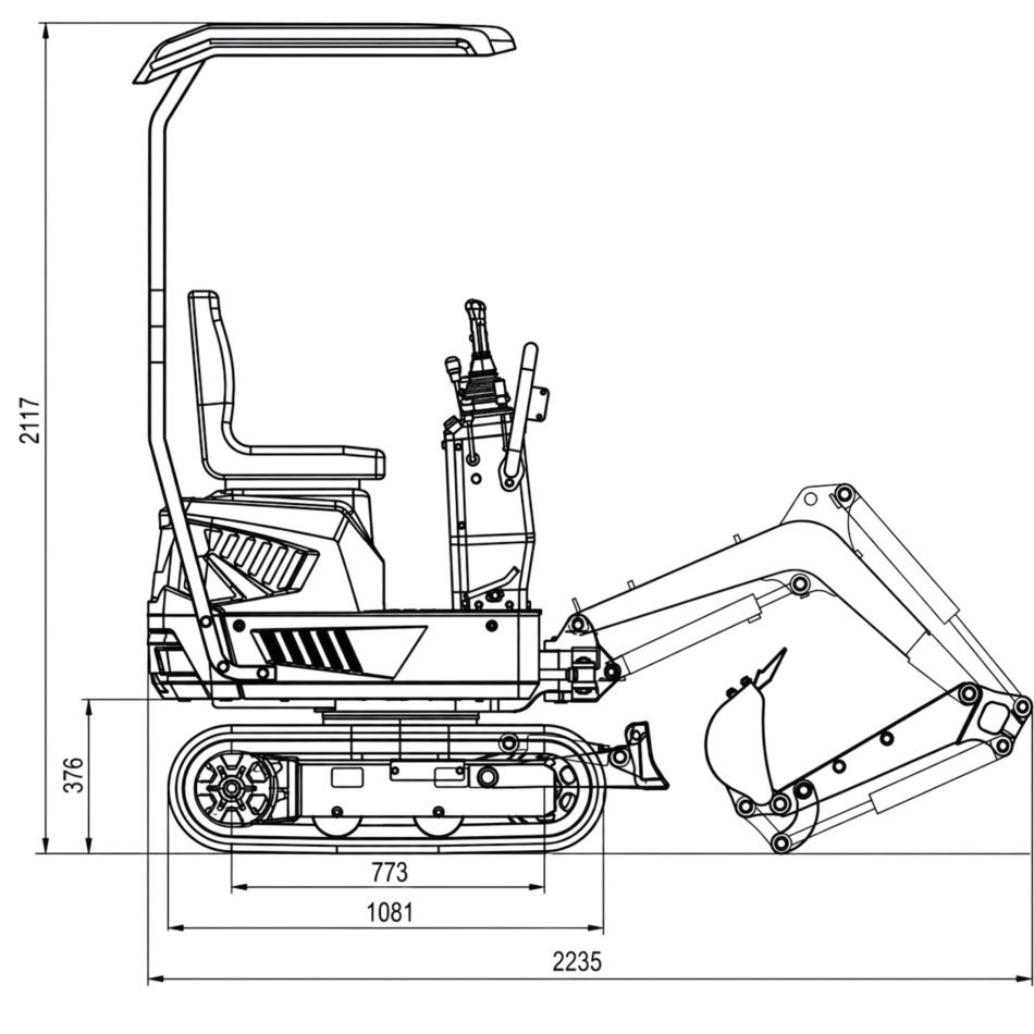 AGROX Austria Edition X-06 Benzin-Minibagger 640 kg mit Schaufelpaket – kompakter Kettenbagger mit Loncin G300FA Motor, Schutzdach