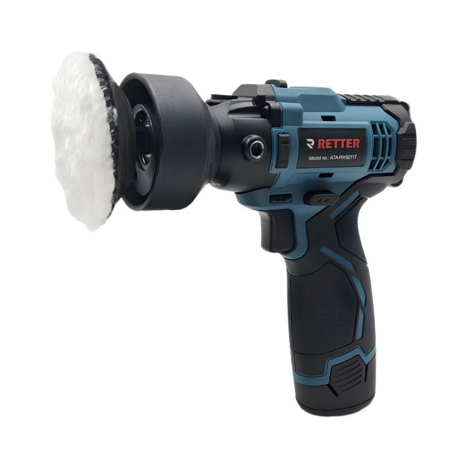 12V Akku-Poliermaschine 75mm | 2-Gang-Getriebe | RETTER Cordless Polisher ATA-P01B2117 Rotationspolierer inkl. Polierpads und Zubehör