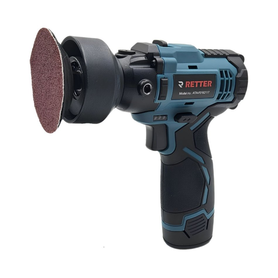 12V Akku-Poliermaschine 75mm | 2-Gang-Getriebe | RETTER Cordless Polisher ATA-P01B2117 Rotationspolierer inkl. Polierpads und Zubehör