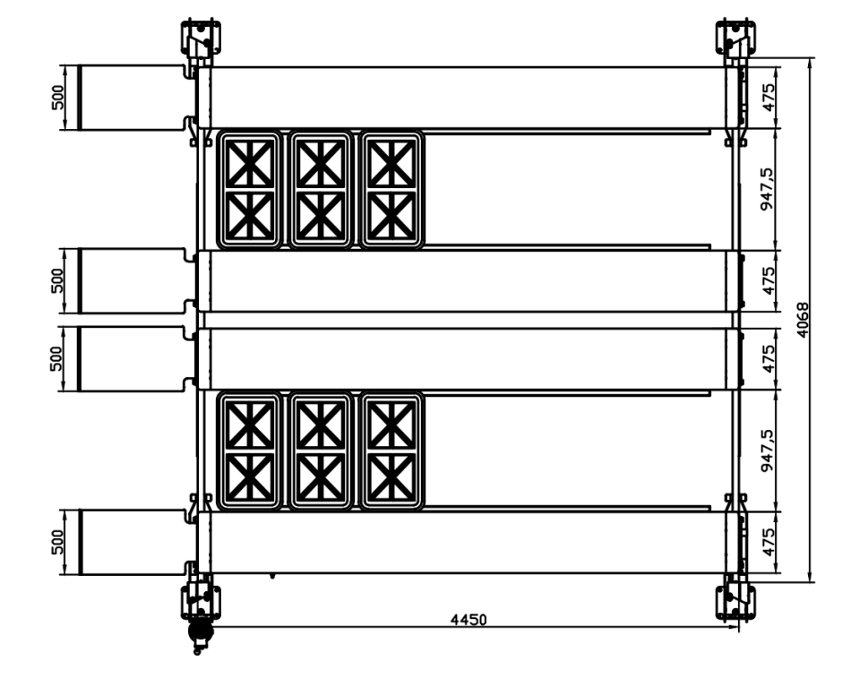DOPPEL 4 Säulen Hebebühne 4.000 kg