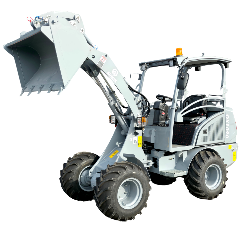 AGROX OX1090 Hoflader – 18,2 kW Kubota-Motor, 1200 kg Nutzlast, Komfortkabine, Euro-Aufnahme & Joysticksteuerung
