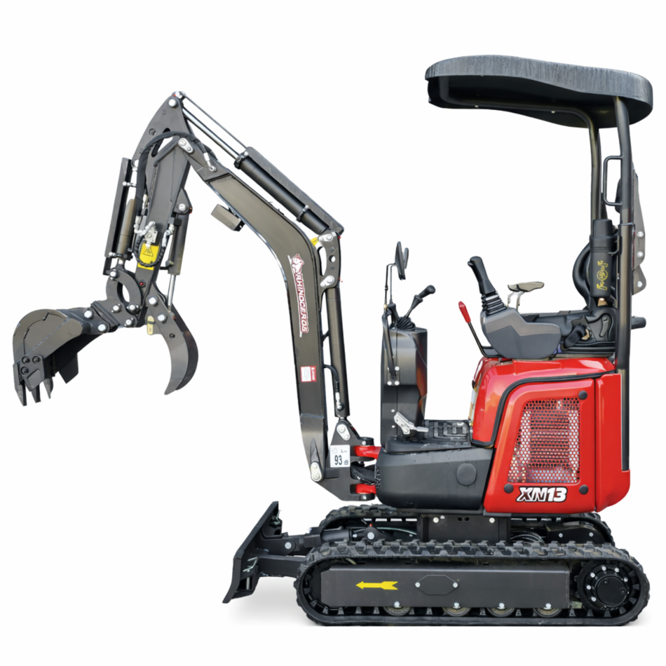 Rhinoceros XN13 Pro Diesel 1.3 t Minibagger - 14 PS, 3 Zylinder mit Kubota D722 Dieselmotor und Lastdruck-Meldesystem