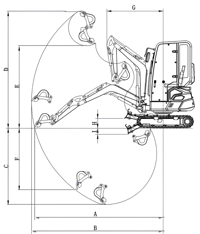 Rhinoceros XN20B Diesel Minibagger mit Kabine und Kubota Motor 18 PS - 3 Zylinder
