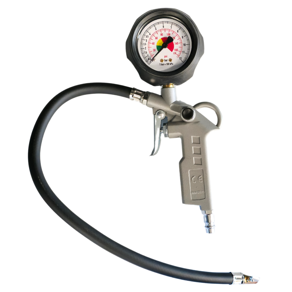 Profi Reifenfüller mit Manometer, Ablassventil und Schlauch 12 bar - RT101