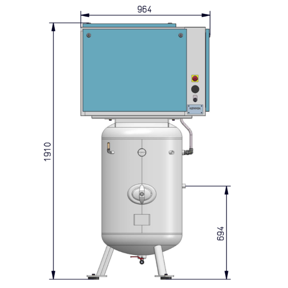 Stationärer 270l Kolbenkompressor mit Kältetrockner AIRPROFI 703