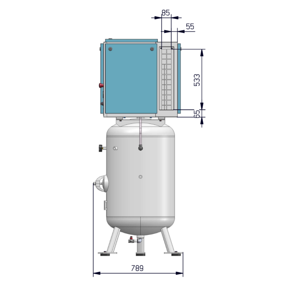 Stationärer 270l Kolbenkompressor mit Kältetrockner AIRPROFI 703