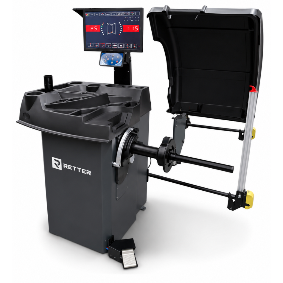 RETTER CB76P Wuchtmaschine mit Laseranzeige, LED-Beleuchtung, automatischer Messung und Motorradmodus