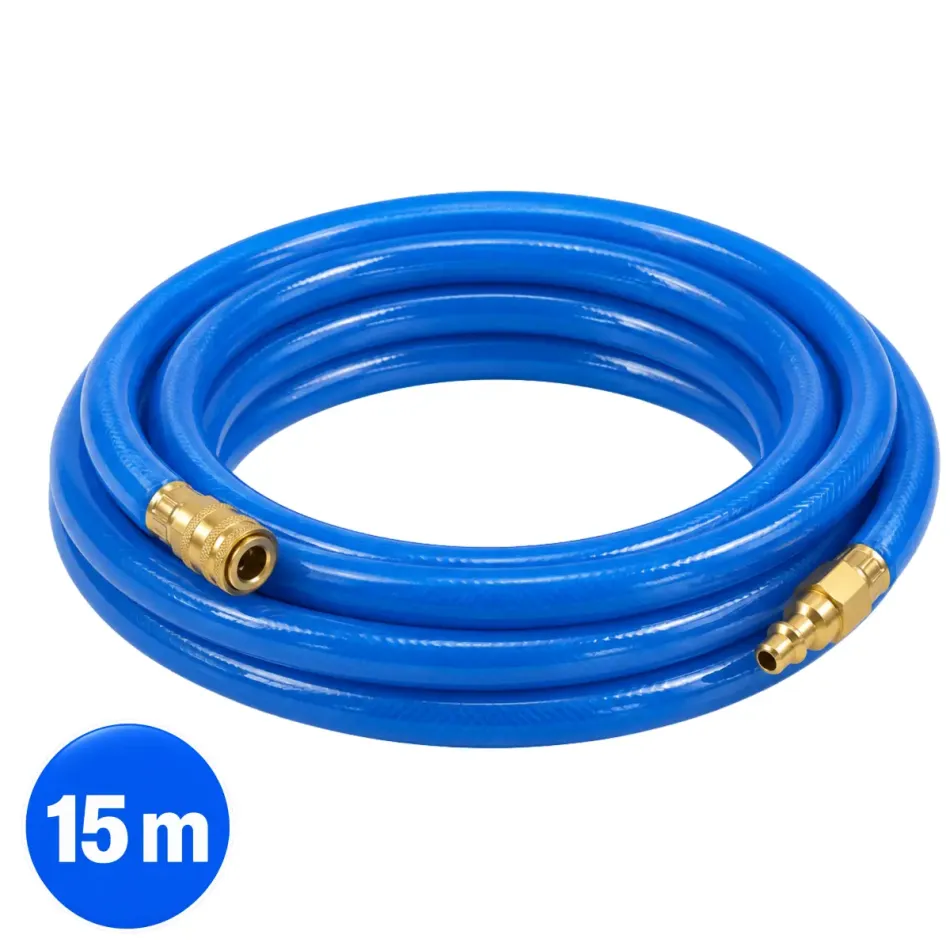 RETTER blauer PVC-Druckluftschlauch 15 m mit Schnellkupplung