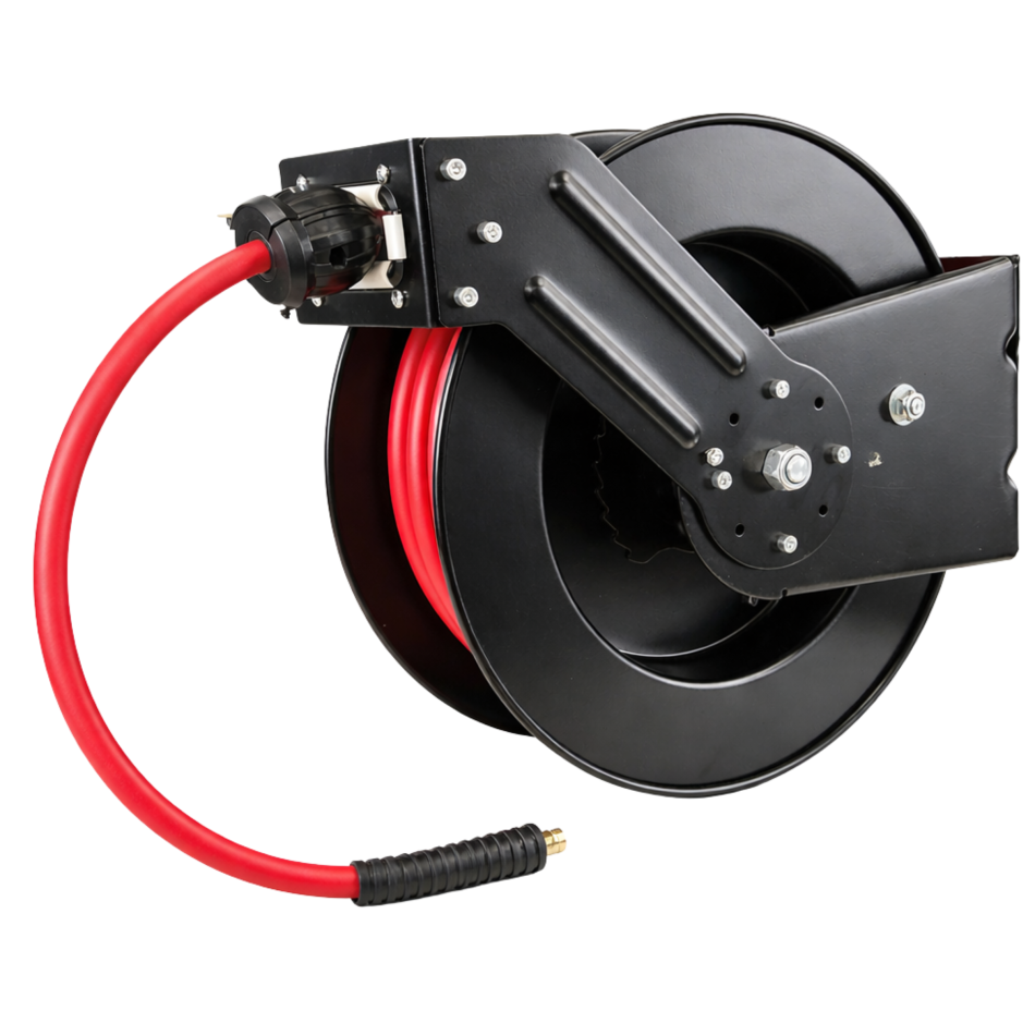 RETTER Automatische Luftschlauchtrommel 15m 3/8" einziehbar 20 bar Stahl 15 m Hybrid-Druckluftschlauch-Aufroller