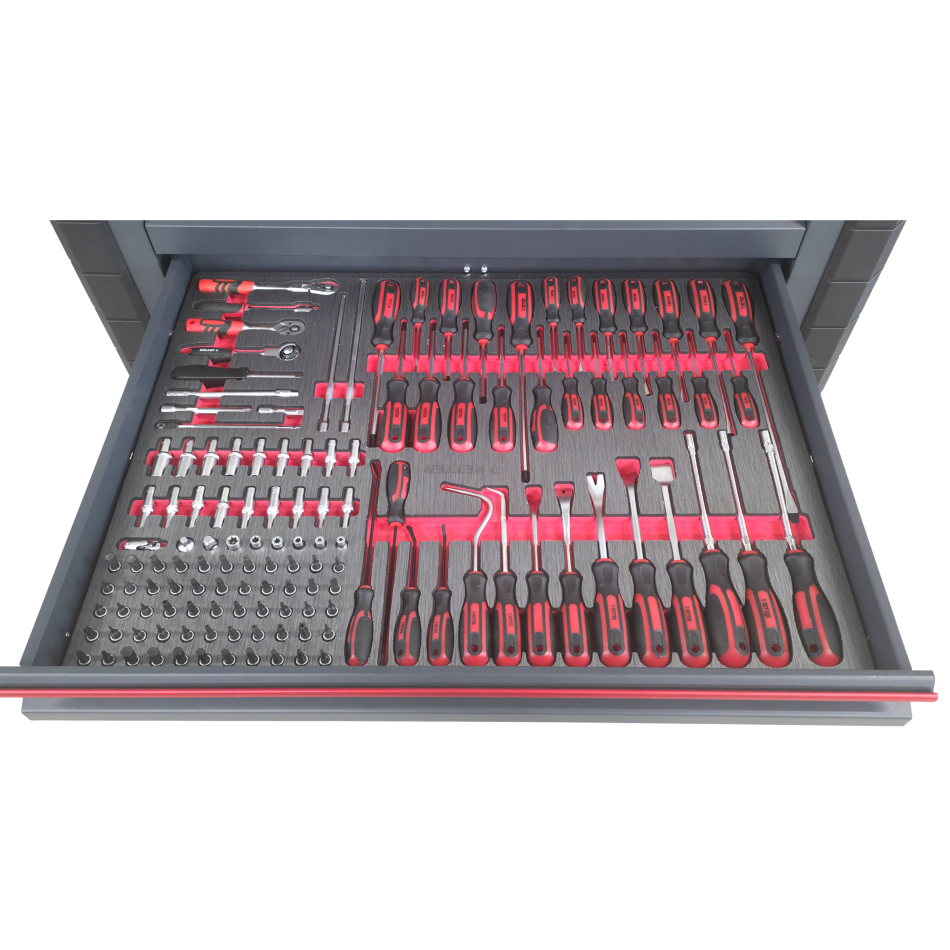 R12 - 8 Schubladen bestückt | Premiumqualität RETTER - Chrom-Vanadium-Werkzeugset 698-tlg.