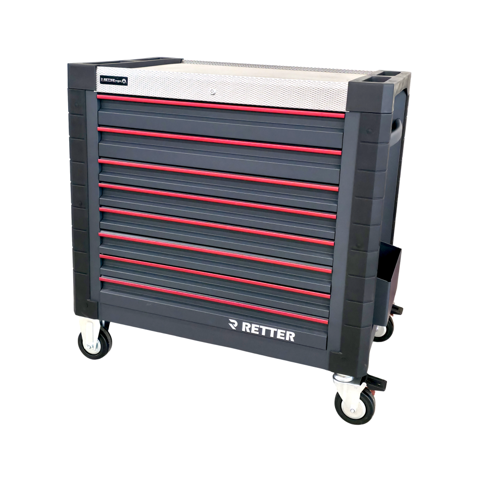 R12 - 8 Schubladen bestückt | Premiumqualität RETTER - Chrom-Vanadium-Werkzeugset 698-tlg.