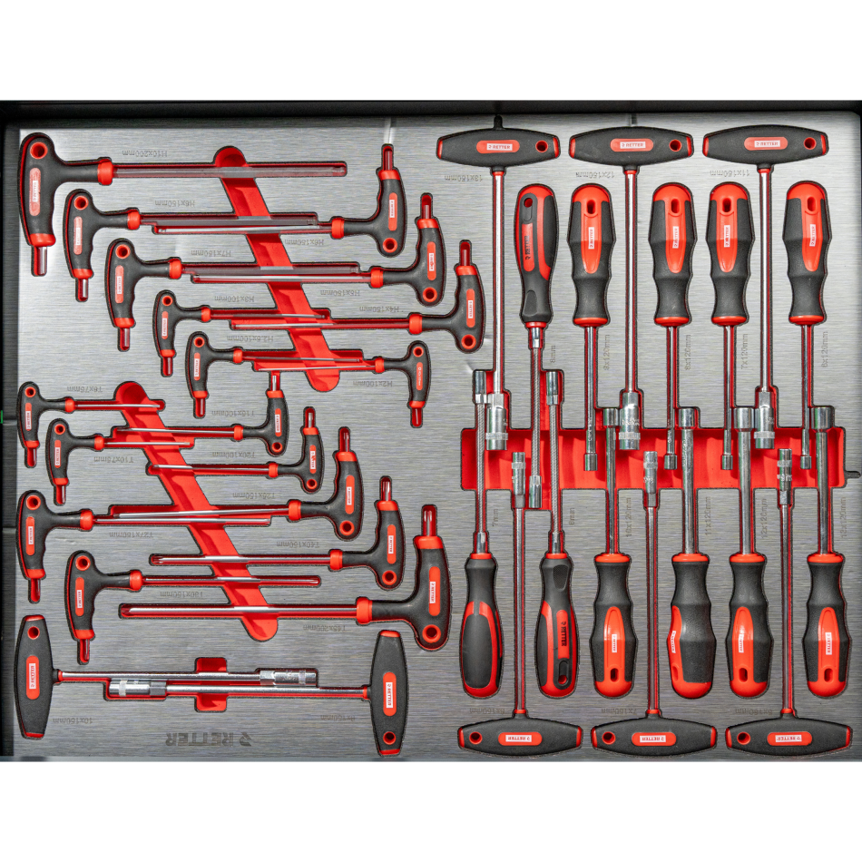 R12 - 8 Schubladen bestückt | Premiumqualität RETTER - Chrom-Vanadium-Werkzeugset 698-tlg.
