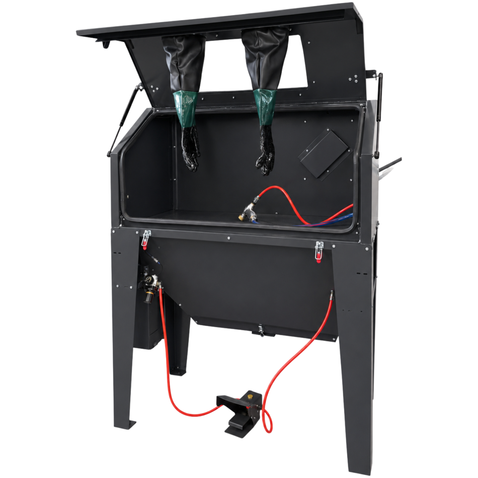 RETTER Sandstrahlkabine 420 Liter mit Absaugung, Fußpedal und LED-Beleuchtung - SBC420