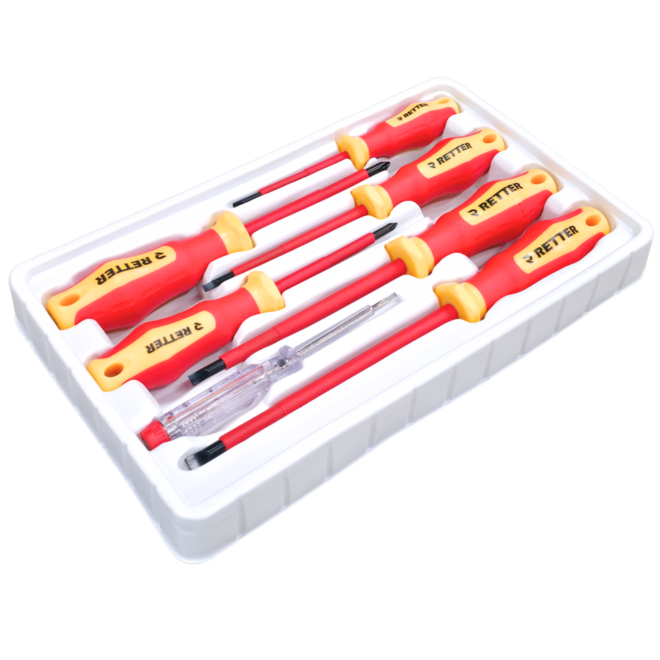 RETTER VDE Isolierter Schraubendreher-Satz (7-teilig) – Schlitz & Pozi, magnetisch, bis 1000V