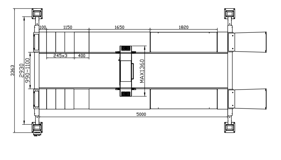 RETTER 4 Säulen Hebebühne 5.000 kg - elektrische Entriegelung RT-4P5000J 400V