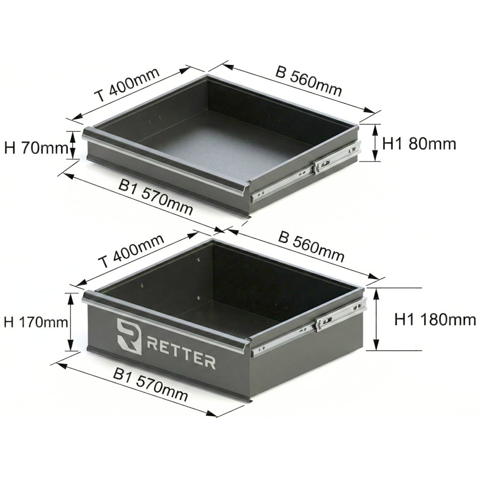 RETTER Werkstattwagen 10 Schubladen + Seitenschrank - Rollwagen 1200 mm mit Interlock System R3410XXL
