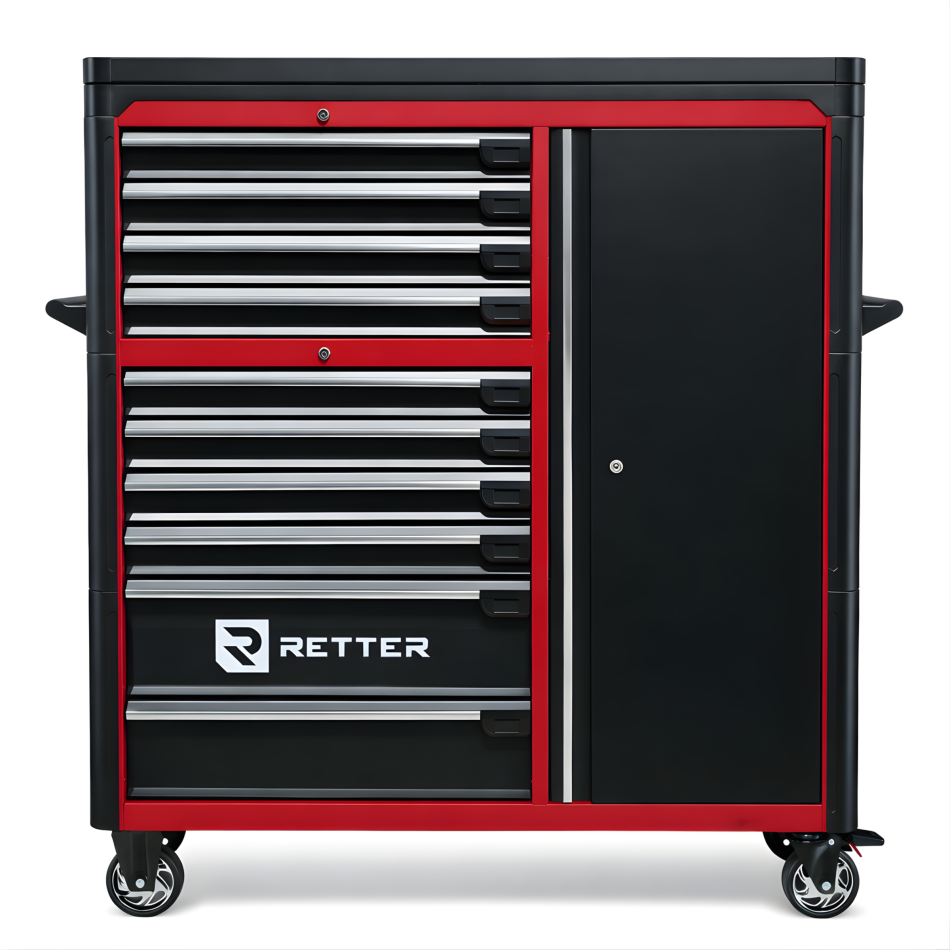 RETTER Werkstattwagen 10 Schubladen + Seitenschrank - Rollwagen 1200 mm mit Interlock System R3410XXL