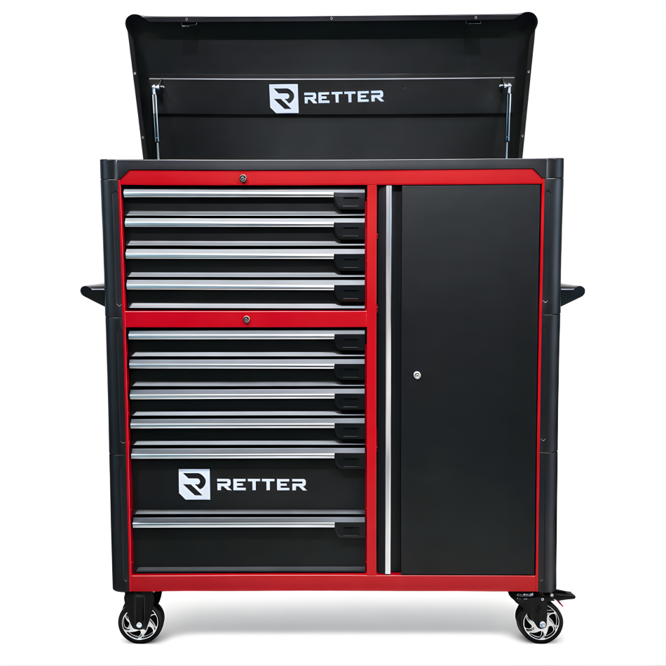 RETTER Werkstattwagen 10 Schubladen + Seitenschrank - Rollwagen 1200 mm mit Interlock System R3410XXL