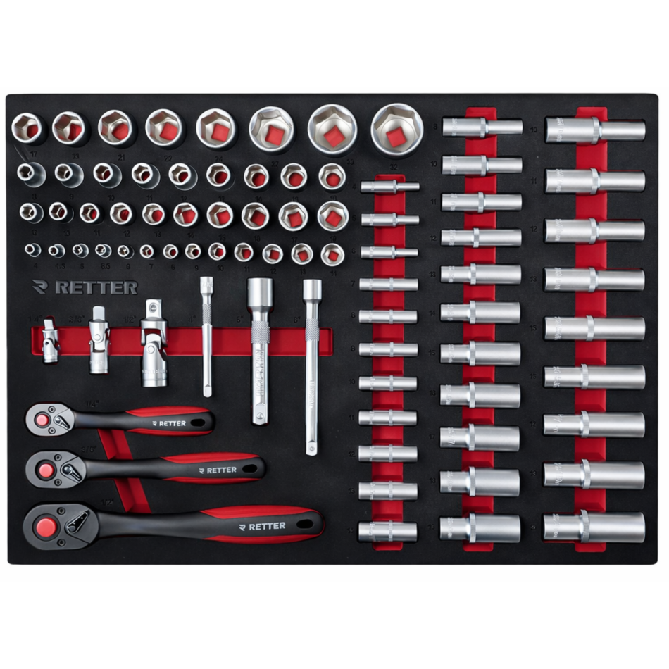 RETTER Werkzeugwagen R2 mit 7 Schubladen und inkl. Werkzeug 255-tlg.