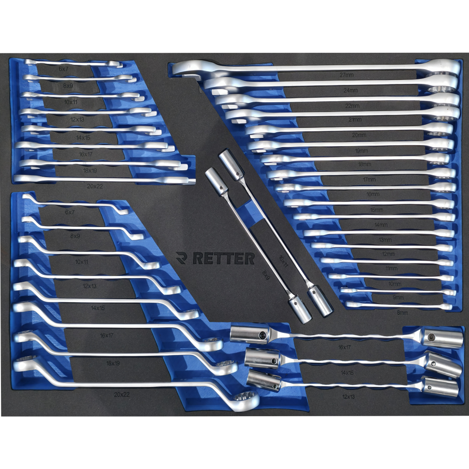 RETTER RS7 Werkstattwagen 402-tlg - 7 Schubladen Werkzeugwagen mit Edelstahl-Arbeitsplatte, Türfach und Vollauszug