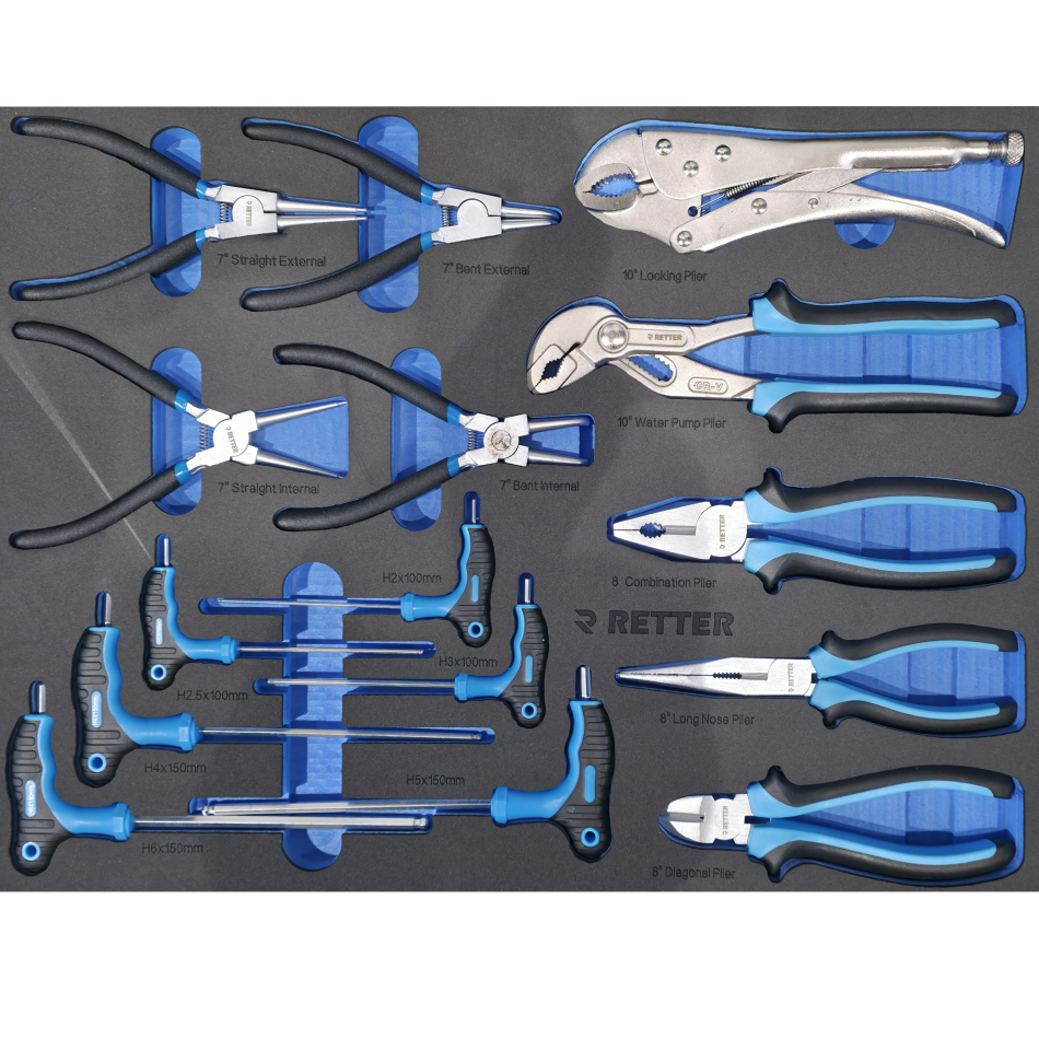 RETTER RS7 Werkstattwagen 402-tlg - 7 Schubladen Werkzeugwagen mit Edelstahl-Arbeitsplatte, Türfach und Vollauszug