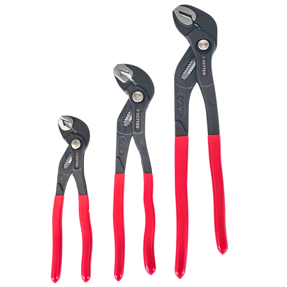 RETTER 3-tlg. Wasserpumpenzangen-Set 7", 10" und 12" mit Druckknopf-Schnellverstellung