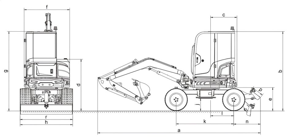 Mobilbagger 4100 kg - XN35LPRO Rhinoceros 3 Zylinder Kubota Motor - 25 PS