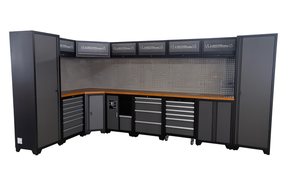 Werkstattschrank Set Werkbank, Schrank, Lochwand