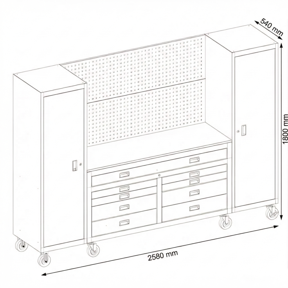 Werkstatteinrichtung Set 6 Teile Edition Schranksystem RTX-3000 | Mobile Werkbank | RETTER
