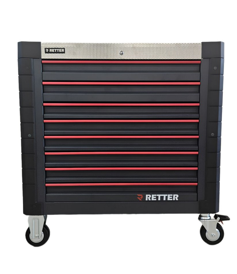 Mobiler Werkzeugwagen R13 - 8 Schubladen | Premiumqualität RETTER - Chrom-Vanadium-Werkzeugset