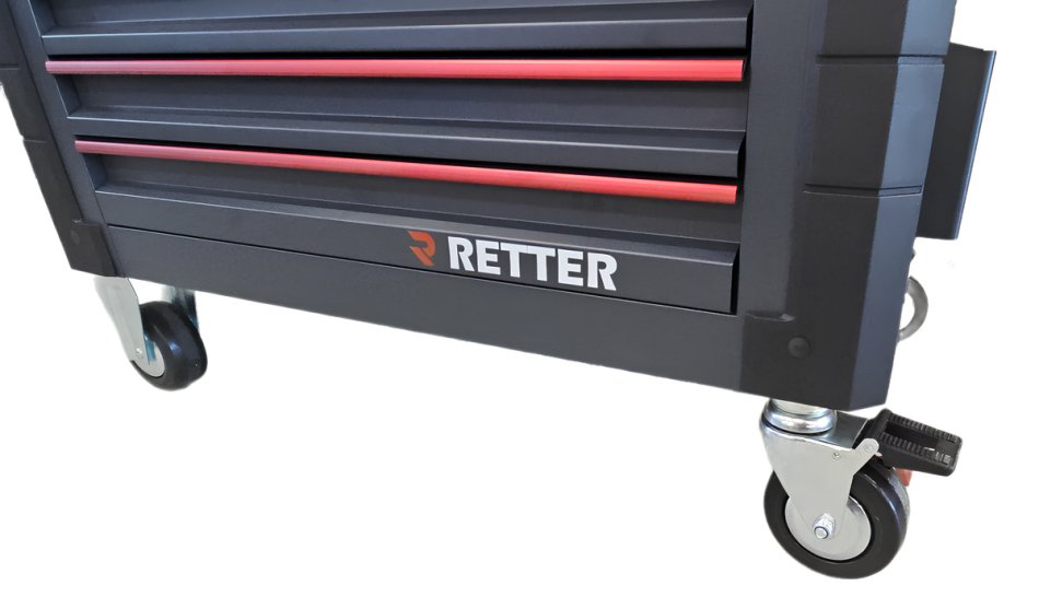 Mobiler Werkzeugwagen R13 - 8 Schubladen | Premiumqualität RETTER - Chrom-Vanadium-Werkzeugset