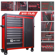 RETTER Werkstattwagen 10 Schubladen + Seitenschrank - Rollwagen 1200 mm mit Interlock System R3410XXL