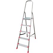 5-Stufen-Aluleiter 1490 x 920 x 450 mm - mit Sicherheitsbügel - HAUSMARKT