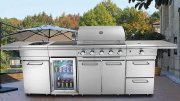 Freistehende Outdoorküche, Gasgrill Modul mobil mit Rollen