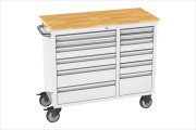 RS4 Workstation Edelstahl 42 Werkzeugschrank mit Massivholz-Werkbank