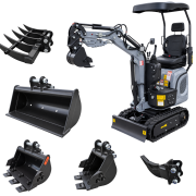 AGROX XN06 Minibagger mit B&S-Motor und 5 Anbaugeräten
