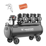 Flüsterkompressor 230V - WC100 PRO | 100L - 8 bar inkl. Luftdruckpistole und Druckluftschlauch 1,5 m | WARTER Druckluft Technik