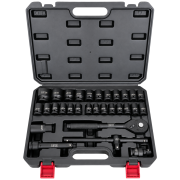 RETTER 30-tlg. 1/2" Schlagschrauber-Tiefnuss-Satz – Kraft-Steckschlüssel-Satz aus CrMo-Stahl im Systemkoffer