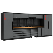 RETTER Werkstatt Set RT-2000 - 30 Teile mit Massivholzplatte und Lochwand 4365 x 560 x 2040 mm - Werkstatteinrichtung RT-P30H436