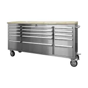 RS1 Edelstahl Workstation mit 15 Schubladen – Produktansicht auf weißem Hintergrund